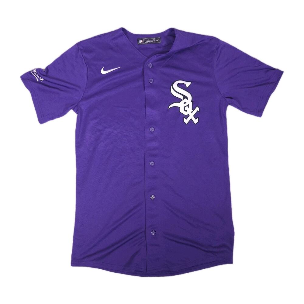 Nike Chicago White Sox Jersey Mens Small Purple MLB Button Up #12